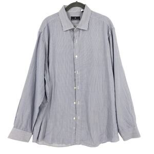 Hart Schaffner Marx Dress Shirt Men's Size XL Blue White Striped Long Sleeve